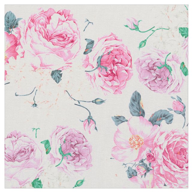 Tissu Le cru rougissent damassé élégante florale de rose (Fermer)