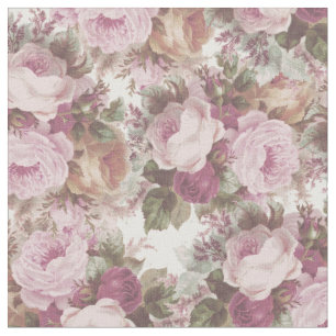 Tissu Le cru rougissent peinture florale de roses roses