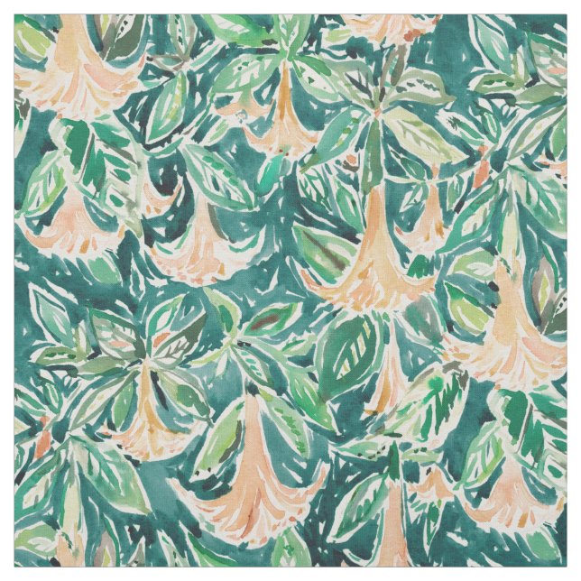 Tissu Le DATURA RÊVE l'aquarelle florale (Échantillon)