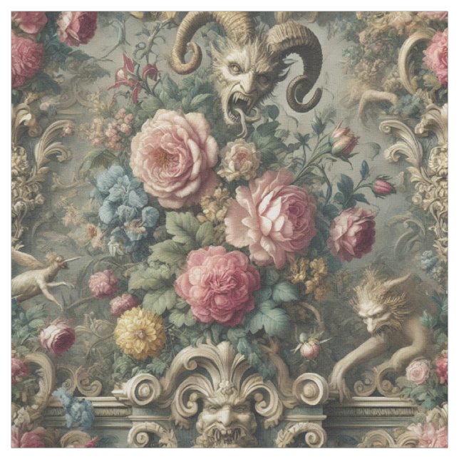 Tissu Le Devourer de la fleur et de l'os - Carreau de dé (Échantillon)