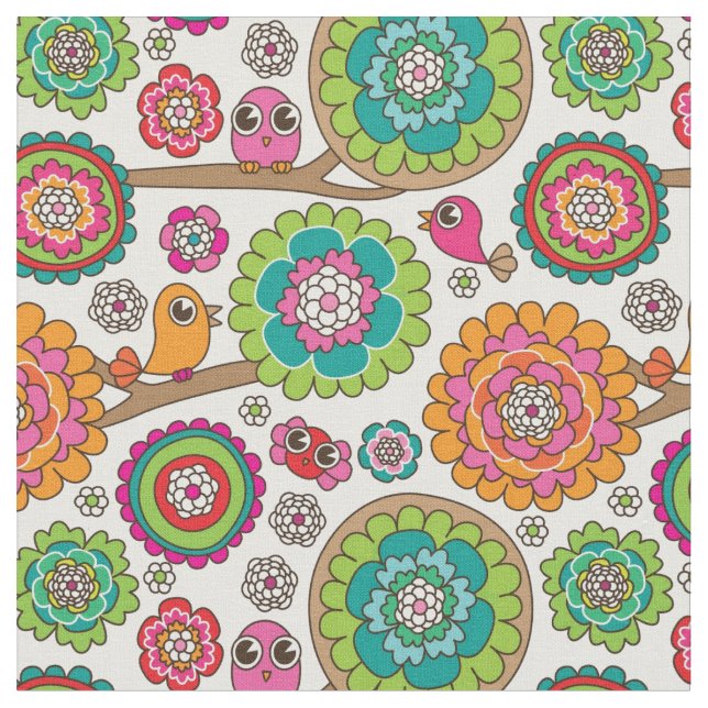 Tissu le griffonnage fleurit le motif d'arrière - plan (Fermer)