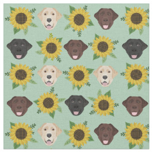 Tissu Le Labrador face à la menthe des tournesols
