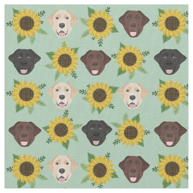 Tissu Le Labrador face à la menthe des tournesols (Fermer)