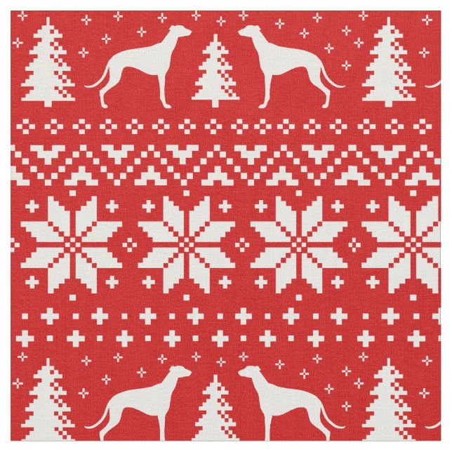 Tissu Le lévrier silhouette le motif de Noël (Fermer)