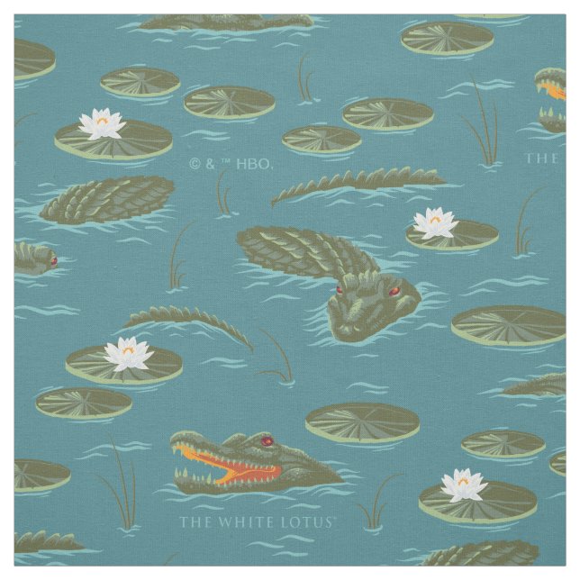 Tissu Le Motif blanc Lotus Alligator Waters (Échantillon)