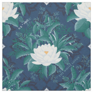 Tissu Le Motif blanc Lotus Midnight Lotus