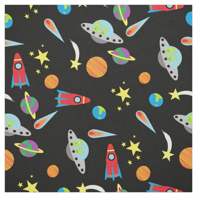 Tissu Le motif de l'espace de garçons tient le premier (Échantillon)