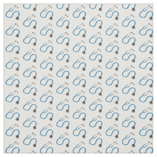 Tissu Le Motif de stéthoscope du Docteur en blanc