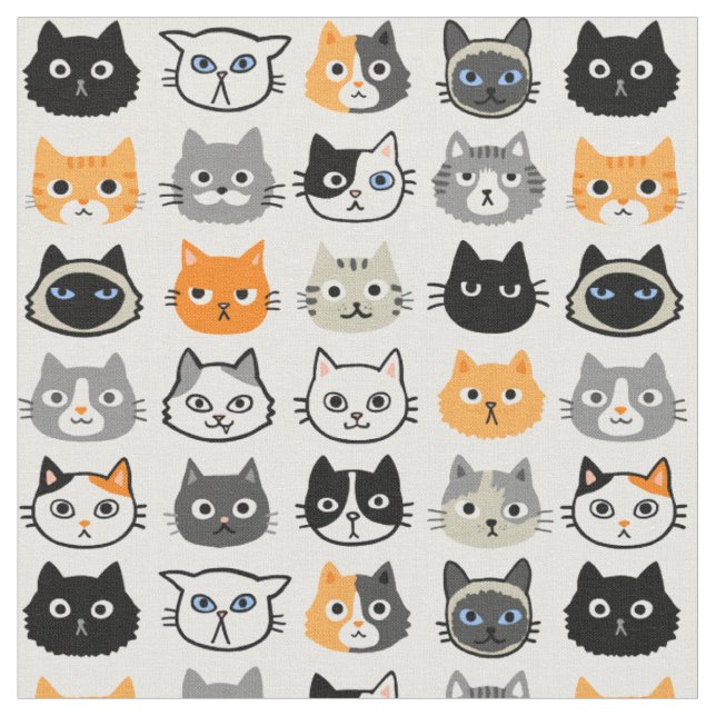 Tissu Le Motif des visages de chat| Cool Kitty Cat Lover (Fermer)