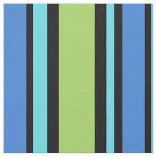 Tissu Le noir audacieux de vert bleu de turquoise barre
