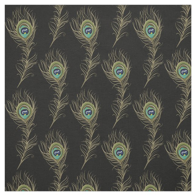 Tissu Le paon fait varier le pas du noir (Échantillon)