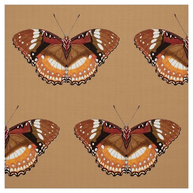 Tissu Le papillon Monarque en Brown, rouille et crème (Échantillon)