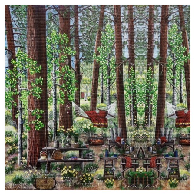 Tissu Le paradis du camping (Échantillon)