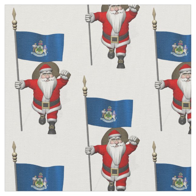 Tissu Le Père Noël Arrive Dans Le Maine (Fermer)