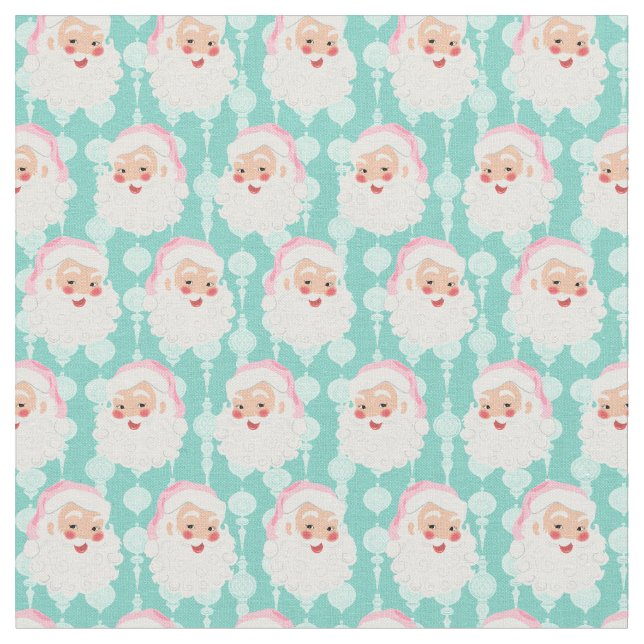 Tissu Le Père Noël en Casquette rose Noël (Fermer)