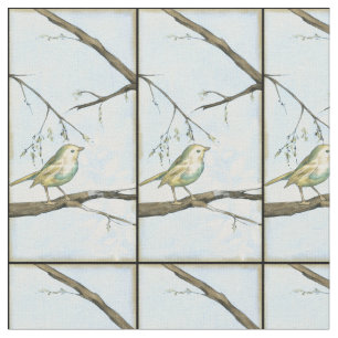 Tissu Le petit oiseau jaune était perché sur une branche
