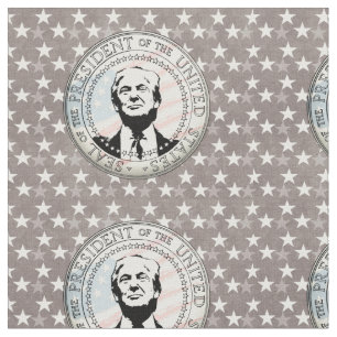 Tissu Le président Donald Trump. Drapeau noir noir blan