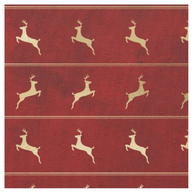 Tissu Le renne de Noël en rouge (Fermer)