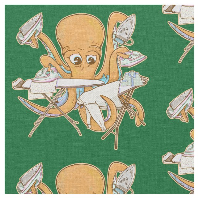 Tissu Le repassage des pieuvres, submergé par les corvée (Fermer)