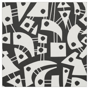 Tissu Le résumé forme 180318 - blanc sur le noir