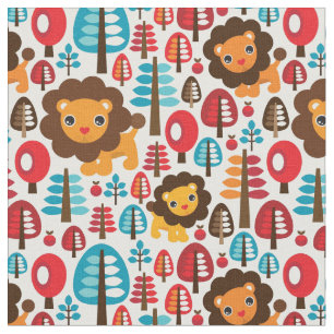 Tissu le rétro lion mignon badine l'illustration