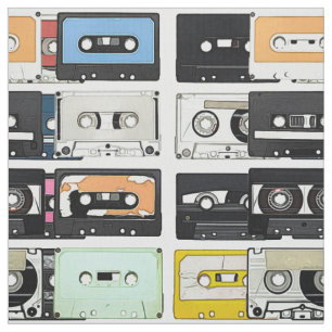 Tissu Le rétro mélange vintage de cassette attache du