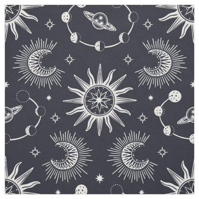 Tissu Le rêve céleste noir et blanc (Échantillon)