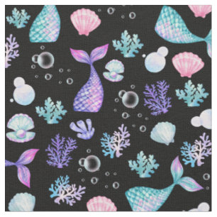 Tissu Le rêve des sirènes sur le noir