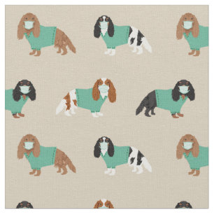 Tissu Le roi Cavalier Charles Spaniel dans les maquillag