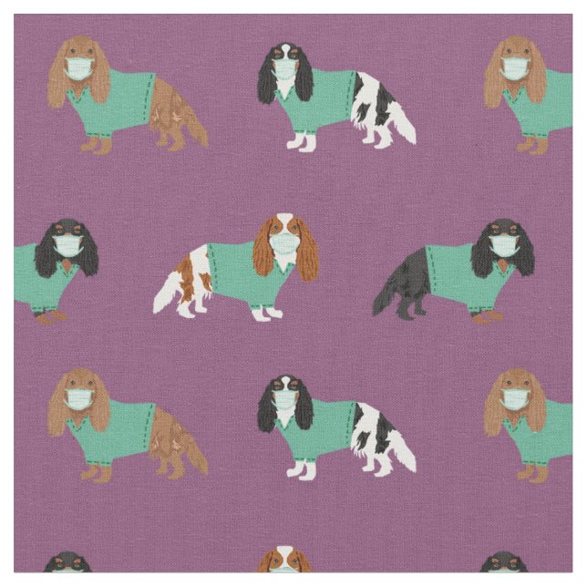 Tissu Le roi Cavalier Charles Spaniel dans les maquillag (Fermer)