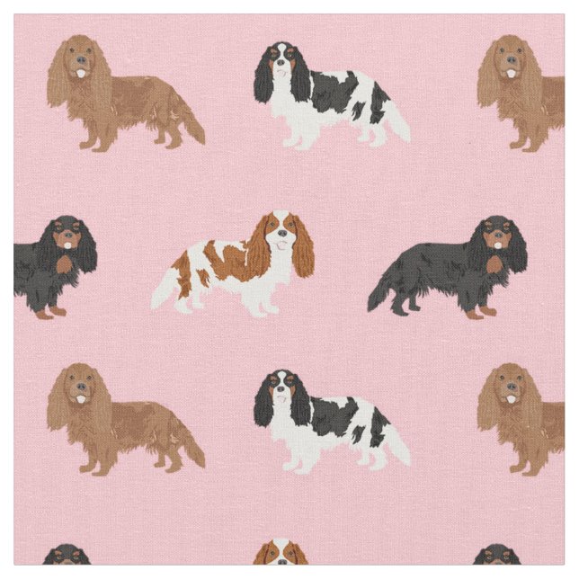 Tissu Le roi Cavalier Charles Spaniel rose (Fermer)