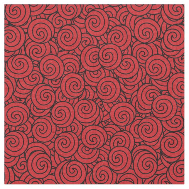 Tissu Le rouge et le noir ont tourbillonné motif (Fermer)