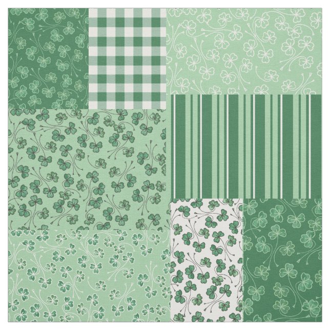 Tissu Le shamrock vert et blanc modèle le patchwork de (Échantillon)