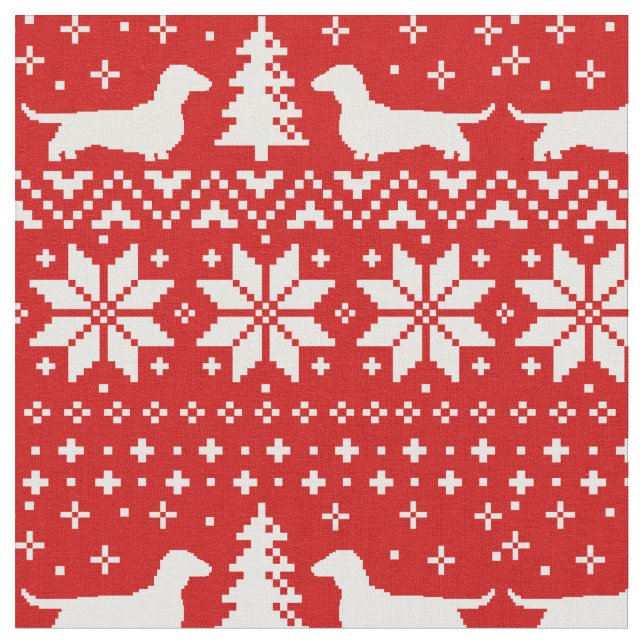 Tissu Le teckel silhouette le motif de Noël (Fermer)