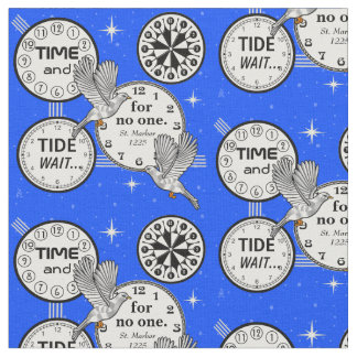 Tissu Le temps pilote - des oiseaux et des horloges - le