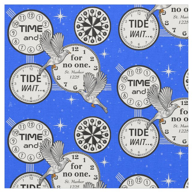 Tissu Le temps pilote - des oiseaux et des horloges - le (Fermer)