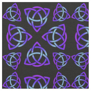 Tissu Le Triquetra Motif blues et le violet sur le noir