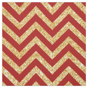 Tissu Le zigzag rouge de scintillement d'or barre le