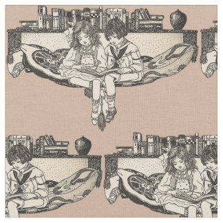 Tissu Lecture de garçon et de fille