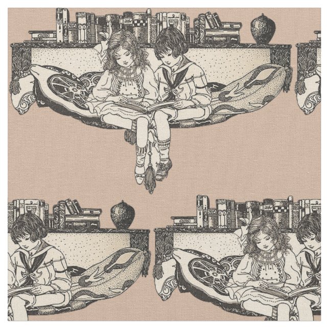 Tissu Lecture de garçon et de fille (Fermer)