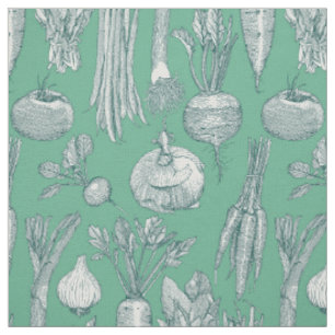 Tissu légumes de marché de fermier menthe poivrée sarcel
