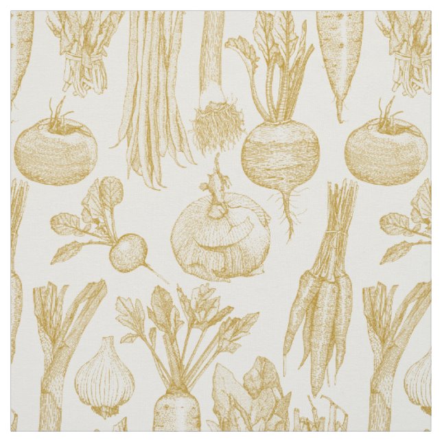 Tissu légumes de marché de fermier or demi-perle (Échantillon)