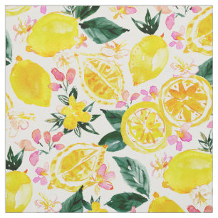 Tissu LEMONIZER Aquarelle jaune citrons