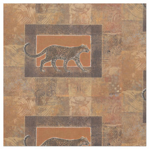 Tissu Leopard sur Orange et Arrière - plan Brown