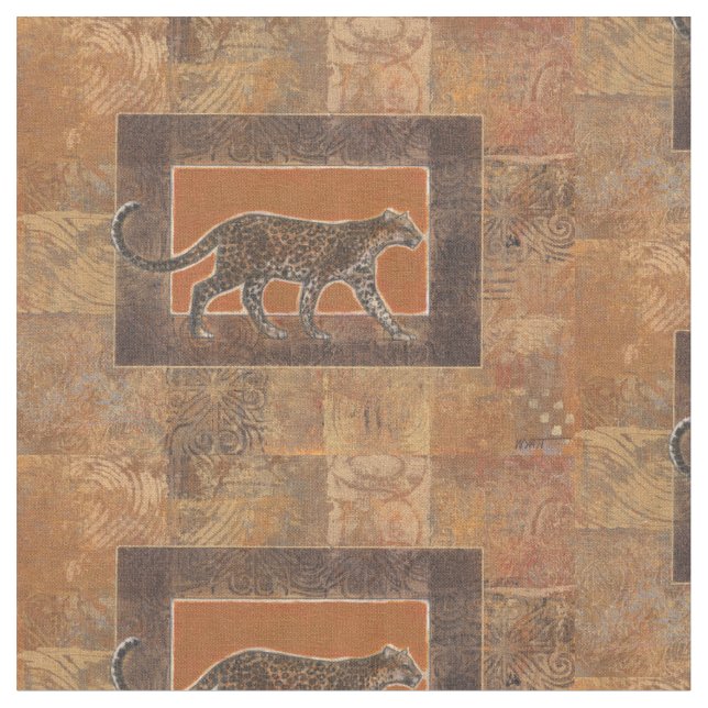 Tissu Leopard sur Orange et Arrière - plan Brown (Fermer)
