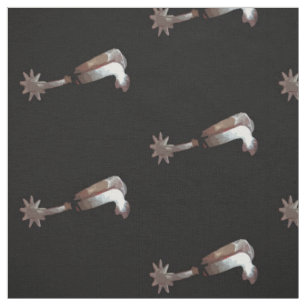 Tissu L'épée cowboy d'argent de l'Ouest sur le noir