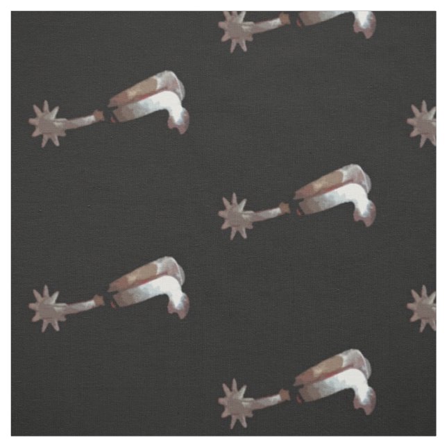 Tissu L'épée cowboy d'argent de l'Ouest sur le noir (Échantillon)