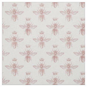 Tissu Les abeilles roses en blanc