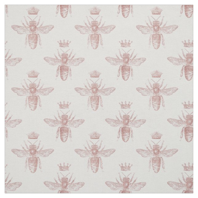 Tissu Les abeilles roses en blanc (Échantillon)