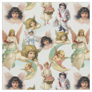Tissu Les anges Vintages dans le collage des nuages